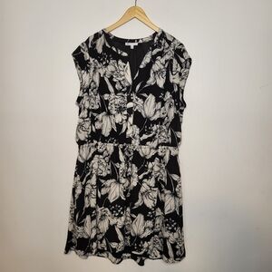 DR2 Black & White Floral Print Dress Size 3X